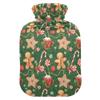 1 L Hot Water Bottle Gingerbread Man Cup Hot Water Bottle with Cover Soft Velvet Leak Proof Screw Plug Best for Winter Sports Outdoors view 1