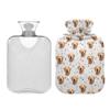 2 L Hot Water Bottle Dog Faces with Bones Hot Water Bottle with Cover Soft Velvet Leak Proof Screw Plug Best for Winter Sports Outdoors view 2
