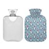 1 L Hot Water Bottle Christmas Penguin Snowflake Hot Water Bottle with Cover Soft Velvet Leak Proof Screw Plug Best for Winter Sports Outdoors view 2