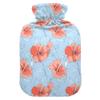 1 L Hot Water Bottle Red Hibiscus Leaves Hot Water Bottle with Cover Soft Velvet Leak Proof Screw Plug Best for Winter Sports Outdoors view 1