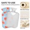1 L Hot Water Bottle Red Hibiscus Leaves Hot Water Bottle with Cover Soft Velvet Leak Proof Screw Plug Best for Winter Sports Outdoors view 3