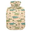 1 L Hot Water Bottle Alligator Palm Leaf Hot Water Bottle with Cover Soft Velvet Leak Proof Screw Plug Best for Winter Sports Outdoors view 1