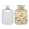 1 L Hot Water Bottle Alligator Palm Leaf Hot Water Bottle with Cover Soft Velvet Leak Proof Screw Plug Best for Winter Sports Outdoors view 2
