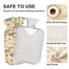 1 L Hot Water Bottle Alligator Palm Leaf Hot Water Bottle with Cover Soft Velvet Leak Proof Screw Plug Best for Winter Sports Outdoors view 3