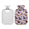 1 L Hot Water Bottle Purple Dog Hot Water Bottle with Cover Soft Velvet Leak Proof Screw Plug Best for Winter Sports Outdoors view 2