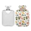 1 L Hot Water Bottle Beautiful Hand Drawn Dog Hot Water Bottle with Cover Soft Velvet Leak Proof Screw Plug Best for Winter Sports Outdoors view 2