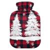 1 L Hot Water Bottle Christmas Tree Snow Hot Water Bottle with Cover Soft Velvet Leak Proof Screw Plug Best for Winter Sports Outdoors