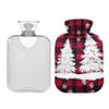 1 L Hot Water Bottle Christmas Tree Snow Hot Water Bottle with Cover Soft Velvet Leak Proof Screw Plug Best for Winter Sports Outdoors view 2