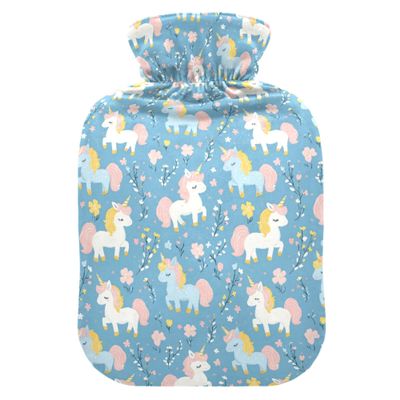 2 L Hot Water Bottle Unicorns Hot Water Bottle with Cover Soft Velvet Leak Proof Screw Plug Best for Winter Sports Outdoors