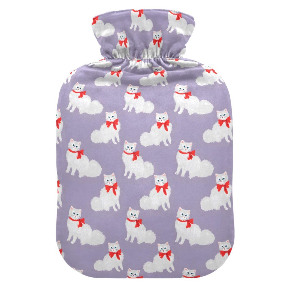 1 L Hot Water Bottle Cat Hot Water Bottle with Cover Soft Velvet Leak Proof Screw Plug Best for Winter Sports Outdoors