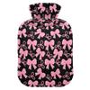 2 L Hot Water Bottle Pink Bow Hot Water Bottle with Cover Soft Velvet Leak Proof Screw Plug Best for Winter Sports Outdoors view 1