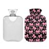 2 L Hot Water Bottle Pink Bow Hot Water Bottle with Cover Soft Velvet Leak Proof Screw Plug Best for Winter Sports Outdoors view 2