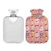 1 L Hot Water Bottle Animal Head Christmas Hat Hot Water Bottle with Cover Soft Velvet Leak Proof Screw Plug Best for Winter Sports Outdoors view 2