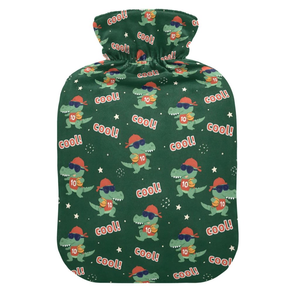 1 L Hot Water Bottle Crocodile Basketball Hot Water Bottle with Cover Soft Velvet Leak Proof Screw Plug Best for Winter Sports Outdoors