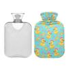 2 L Hot Water Bottle Yellow Duck Pink Bow Hot Water Bottle with Cover Soft Velvet Leak Proof Screw Plug Best for Winter Sports Outdoors view 2