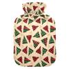 1 L Hot Water Bottle Red Green Plaid Christmas Tree Hot Water Bottle with Cover Soft Velvet Leak Proof Screw Plug Best for Winter Sports Outdoors view 1