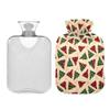 1 L Hot Water Bottle Red Green Plaid Christmas Tree Hot Water Bottle with Cover Soft Velvet Leak Proof Screw Plug Best for Winter Sports Outdoors view 2