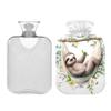 1 L Hot Water Bottle Watercolor Sloth Flower Hot Water Bottle with Cover Soft Velvet Leak Proof Screw Plug Best for Winter Sports Outdoors view 2