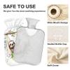 1 L Hot Water Bottle Watercolor Sloth Flower Hot Water Bottle with Cover Soft Velvet Leak Proof Screw Plug Best for Winter Sports Outdoors view 3
