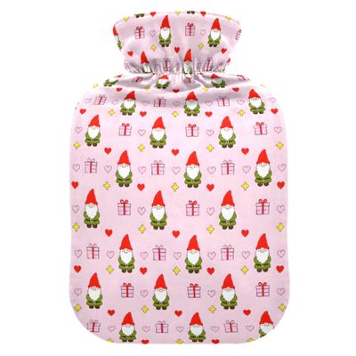 2 L Hot Water Bottle Gnomes Star Gift Hot Water Bottle with Cover Soft Velvet Leak Proof Screw Plug Best for Winter Sports Outdoors