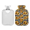 1 L Hot Water Bottle Sunflower Black and White Plaid Hot Water Bottle with Cover Soft Velvet Leak Proof Screw Plug Best for Winter Sports Outdoors view 2