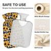 1 L Hot Water Bottle Sunflower Black and White Plaid Hot Water Bottle with Cover Soft Velvet Leak Proof Screw Plug Best for Winter Sports Outdoors view 3