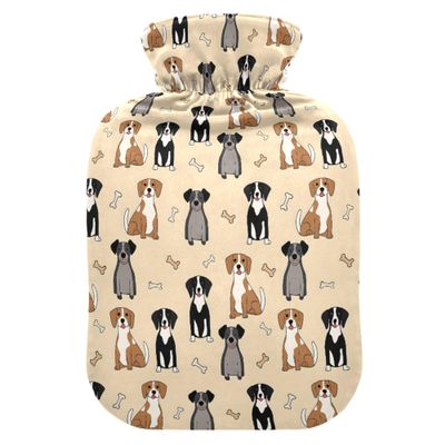 1 L Hot Water Bottle Dog Bones Hot Water Bottle with Cover Soft Velvet Leak Proof Screw Plug Best for Winter Sports Outdoors
