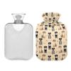 1 L Hot Water Bottle Dog Bones Hot Water Bottle with Cover Soft Velvet Leak Proof Screw Plug Best for Winter Sports Outdoors view 2
