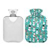 1 L Hot Water Bottle Christmas Snowmen Hot Water Bottle with Cover Soft Velvet Leak Proof Screw Plug Best for Winter Sports Outdoors view 2