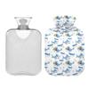 2 L Hot Water Bottle Blue Shark Hot Water Bottle with Cover Soft Velvet Leak Proof Screw Plug Best for Winter Sports Outdoors view 2