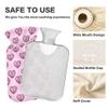 1 L Hot Water Bottle Checkered Heart Hot Water Bottle with Cover Soft Velvet Leak Proof Screw Plug Best for Winter Sports Outdoors view 3