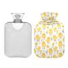 1 L Hot Water Bottle Chick Flowers Hot Water Bottle with Cover Soft Velvet Leak Proof Screw Plug Best for Winter Sports Outdoors view 2
