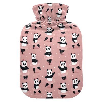 1 L Hot Water Bottle Panda Ballet Dancer Hot Water Bottle with Cover Soft Velvet Leak Proof Screw Plug Best for Winter Sports Outdoors