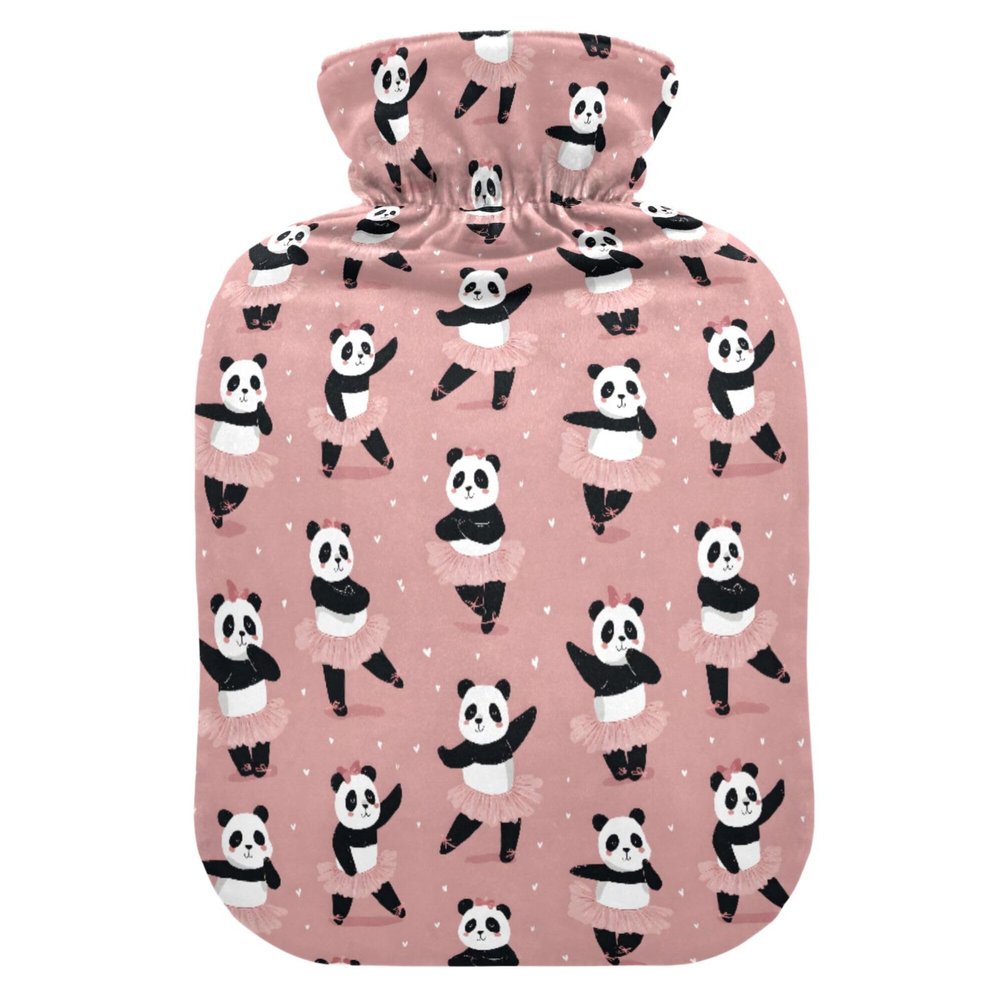 1 L Hot Water Bottle Panda Ballet Dancer Hot Water Bottle with Cover Soft Velvet Leak Proof Screw Plug Best for Winter Sports Outdoors