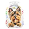 1 L Hot Water Bottle Schnauzer Paw Prints Hot Water Bottle with Cover Soft Velvet Leak Proof Screw Plug Best for Winter Sports Outdoors view 1