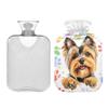 1 L Hot Water Bottle Schnauzer Paw Prints Hot Water Bottle with Cover Soft Velvet Leak Proof Screw Plug Best for Winter Sports Outdoors view 2
