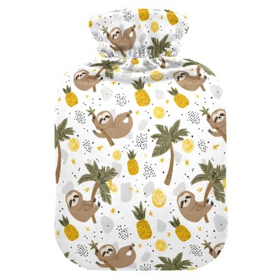 1 L Hot Water Bottle Sloth Pineapple Hot Water Bottle with Cover Soft Velvet Leak Proof Screw Plug Best for Winter Sports Outdoors