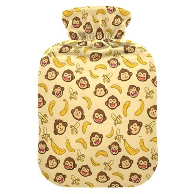 1 L Hot Water Bottle Cute Monkey Hot Water Bottle with Cover Soft Velvet Leak Proof Screw Plug Best for Winter Sports Outdoors