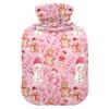 1 L Hot Water Bottle Gingerbread Man Candy Snowman Hot Water Bottle with Cover Soft Velvet Leak Proof Screw Plug Best for Winter Sports Outdoors view 1