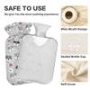 2 L Hot Water Bottle Cute Gray Dog Hot Water Bottle with Cover Soft Velvet Leak Proof Screw Plug Best for Winter Sports Outdoors view 3