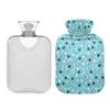 2 L Hot Water Bottle Fishbone Footprint Hot Water Bottle with Cover Soft Velvet Leak Proof Screw Plug Best for Winter Sports Outdoors view 2