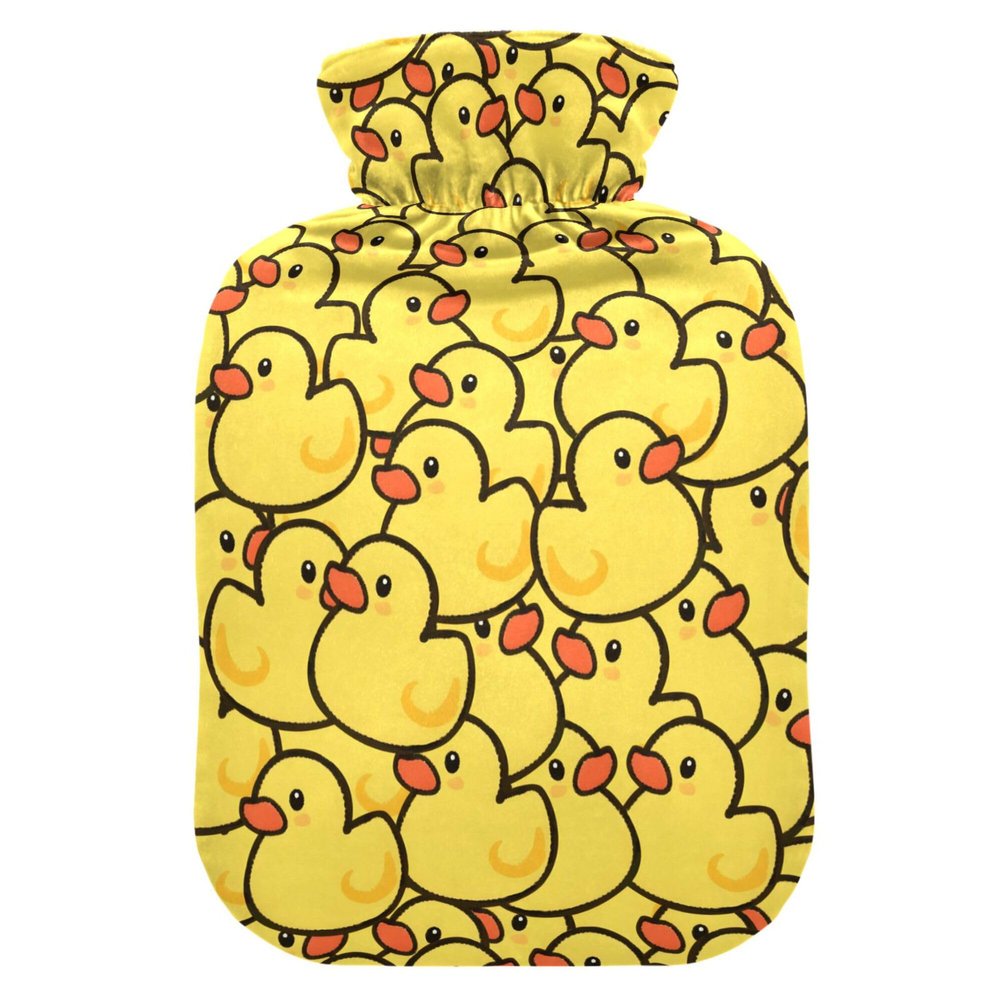 1 L Hot Water Bottle Duck Hot Water Bottle with Cover Soft Velvet Leak Proof Screw Plug Best for Winter Sports Outdoors