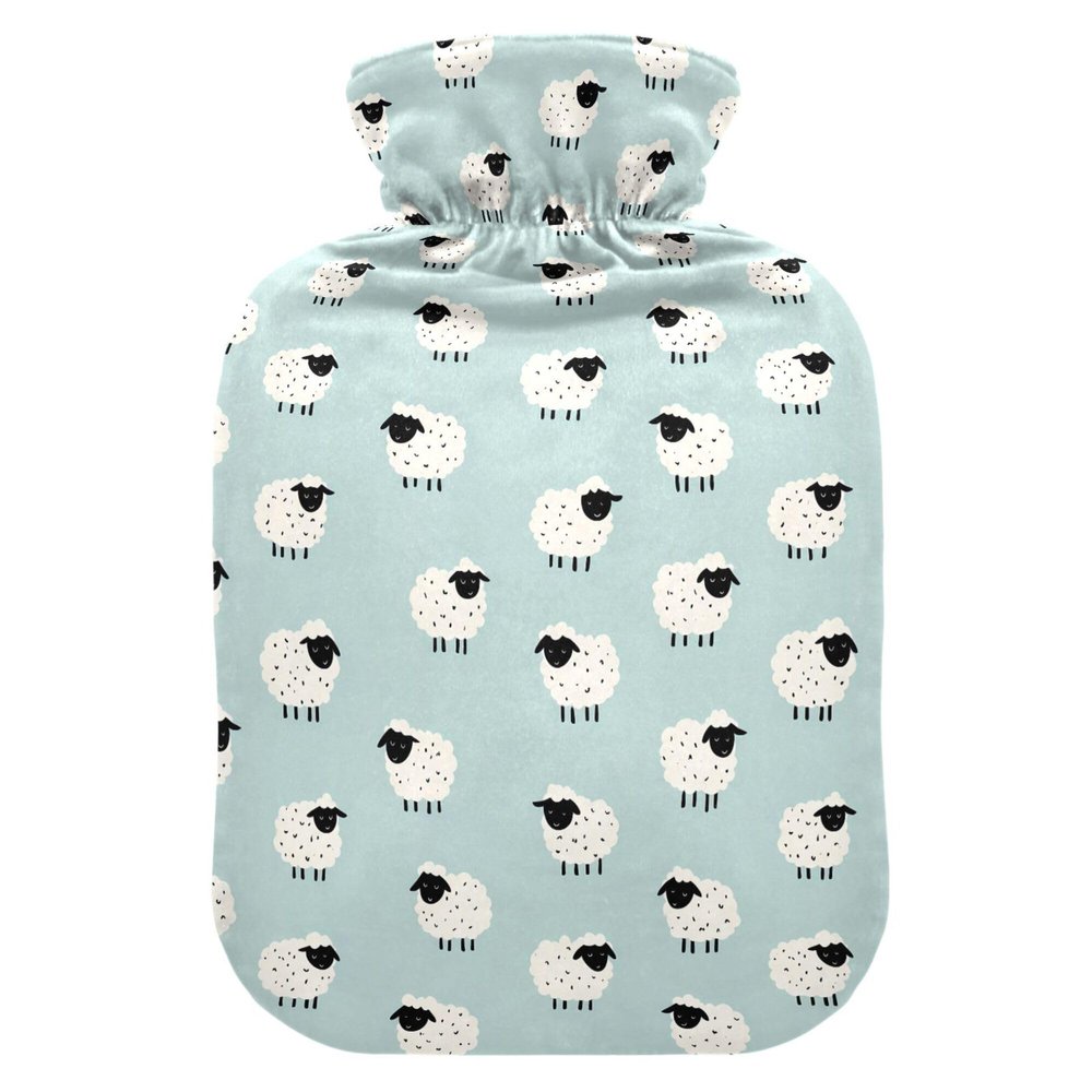 1 L Hot Water Bottle Baby Lamb Hot Water Bottle with Cover Soft Velvet Leak Proof Screw Plug Best for Winter Sports Outdoors