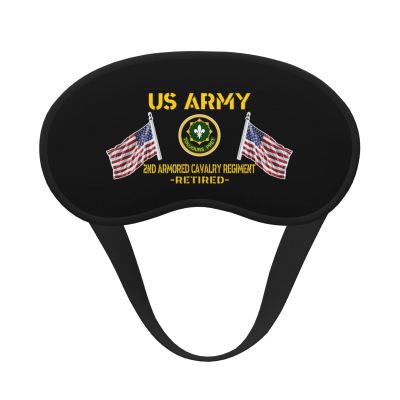 2nd Armored Cavalry Regiment Retired Polyester Satin 3PCS Blackout Sleep Mask Adjustable Strap Men Women Comfortable Eyeshade Night Travel4