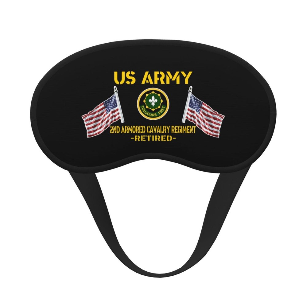 2nd Armored Cavalry Regiment Retired Polyester Satin 3PCS Blackout Sleep Mask Adjustable Strap Men Women Comfortable Eyeshade Night Travel4