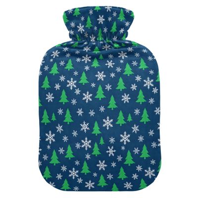 1 L Hot Water Bottle Christmas Tree Hot Water Bottle with Cover Soft Velvet Leak Proof Screw Plug Best for Winter Sports Outdoors