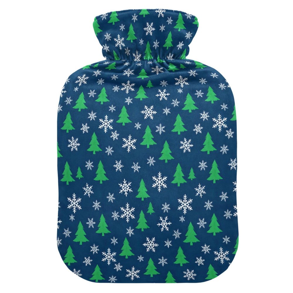 1 L Hot Water Bottle Christmas Tree Hot Water Bottle with Cover Soft Velvet Leak Proof Screw Plug Best for Winter Sports Outdoors