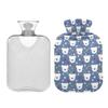 1 L Hot Water Bottle Bear Dot Hot Water Bottle with Cover Soft Velvet Leak Proof Screw Plug Best for Winter Sports Outdoors view 2