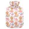 2 L Hot Water Bottle Doughnut Dog Hot Water Bottle with Cover Soft Velvet Leak Proof Screw Plug Best for Winter Sports Outdoors view 1
