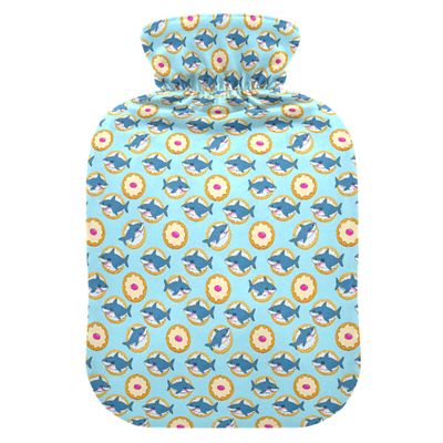 1 L Hot Water Bottle Shark Cracker Hot Water Bottle with Cover Soft Velvet Leak Proof Screw Plug Best for Winter Sports Outdoors